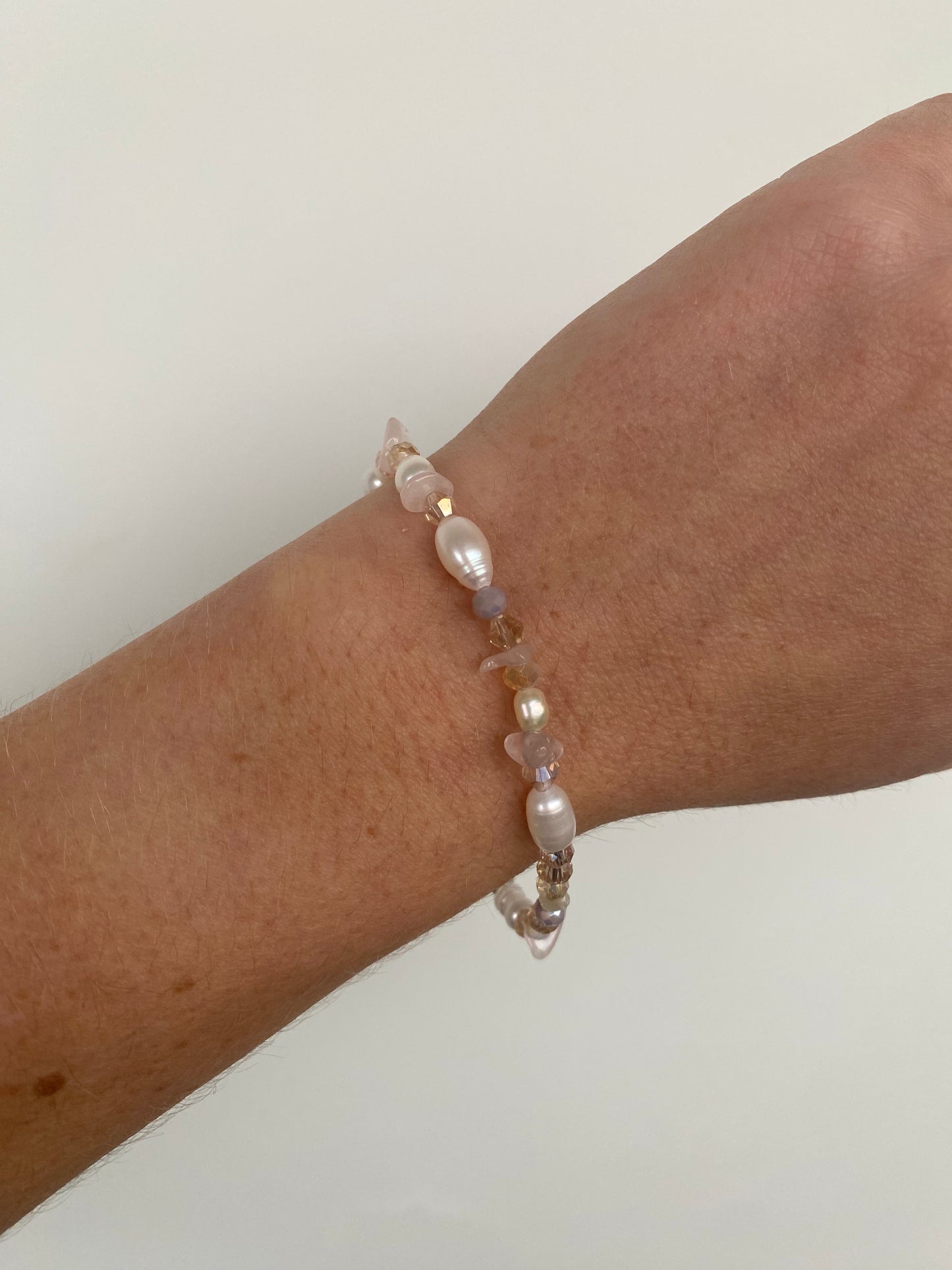 Rose Quartz & Freshwater Pearl Bracelet