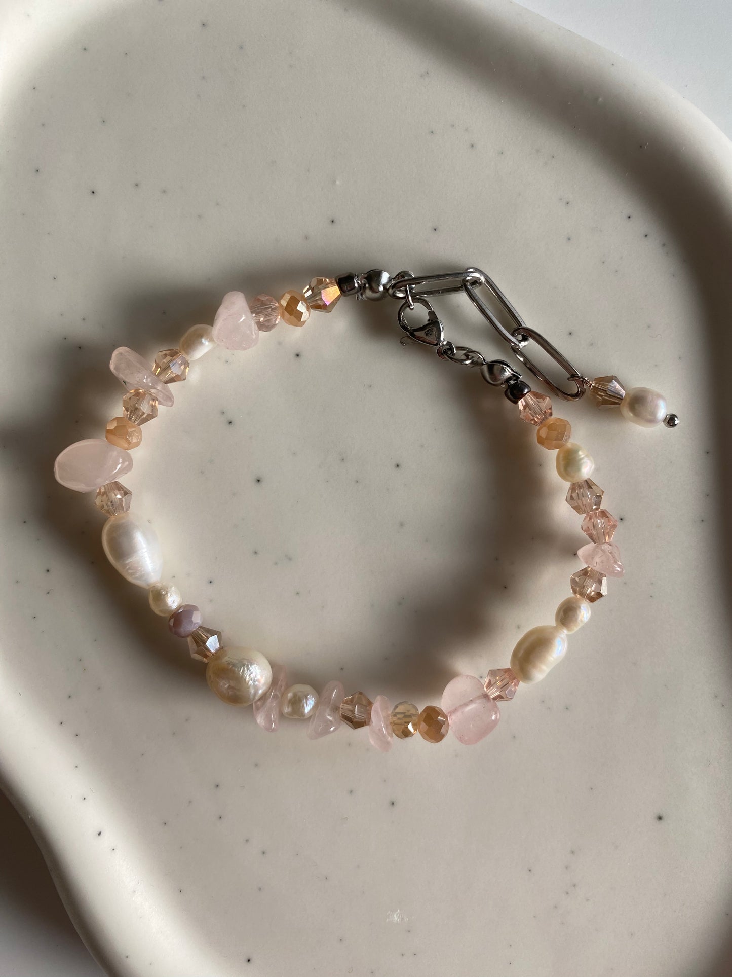 Rose Quartz & Freshwater Pearl Bracelet