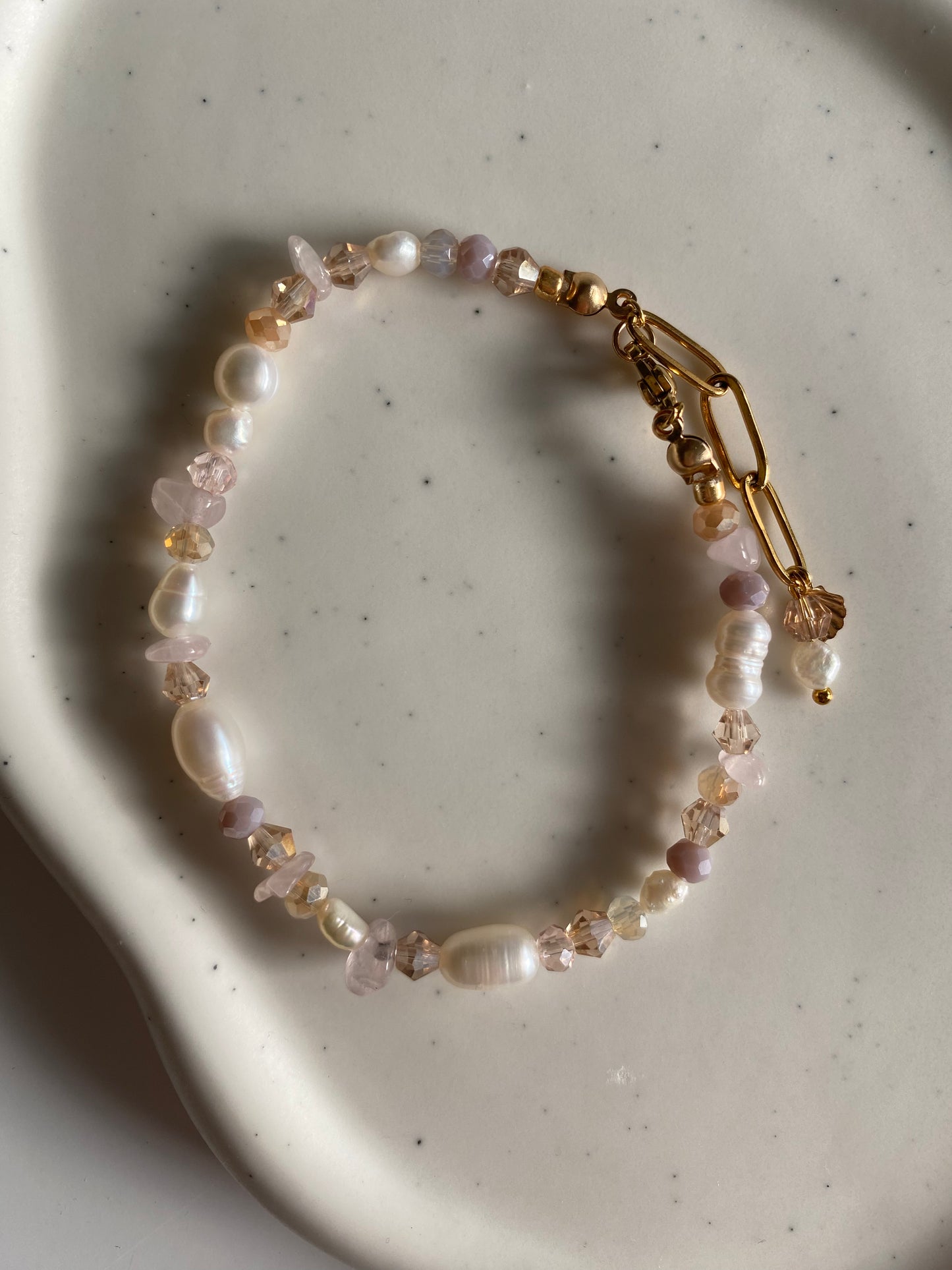 Rose Quartz & Freshwater Pearl Bracelet