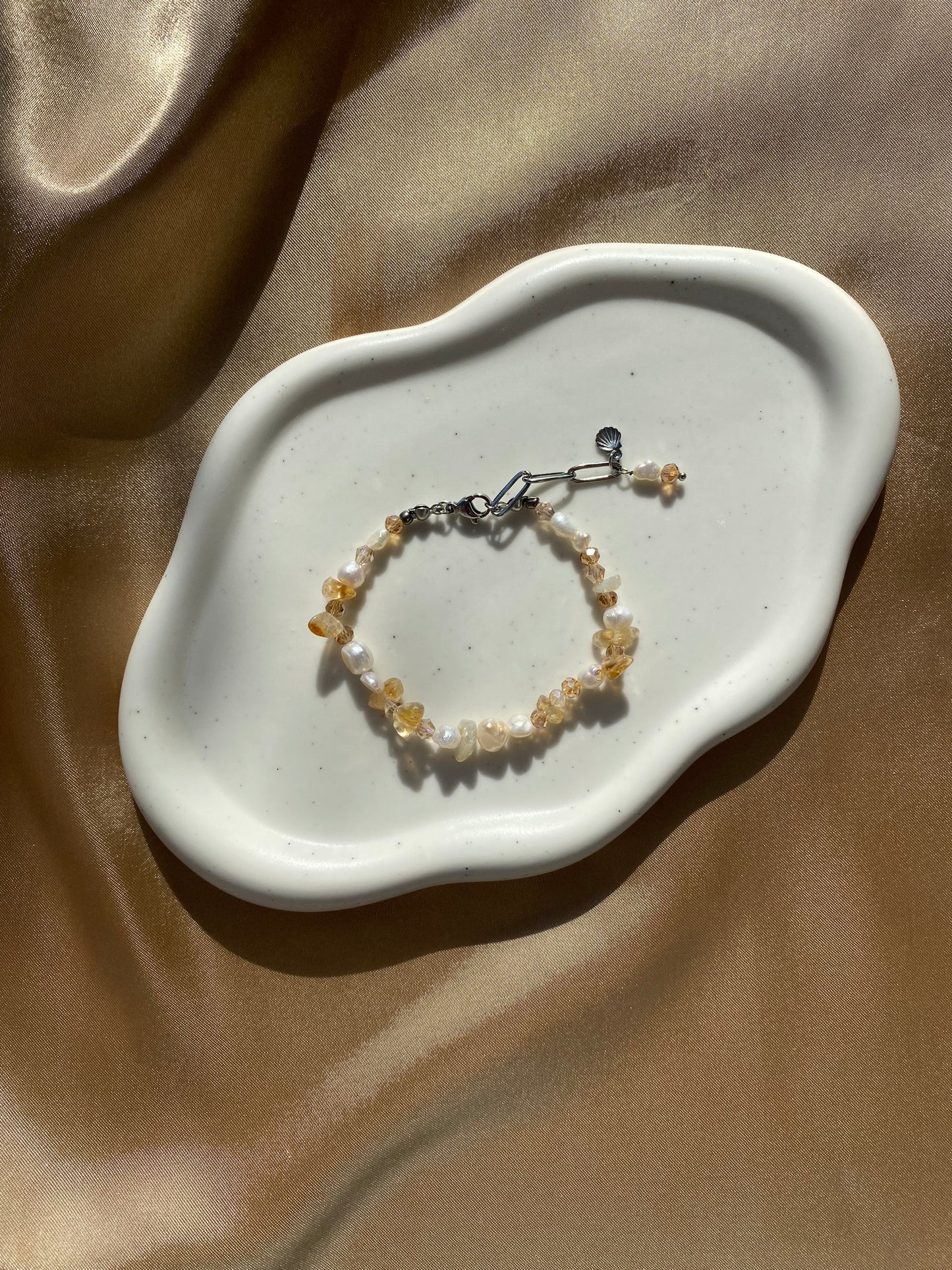 Citrine & Freshwater Pearl Bracelet