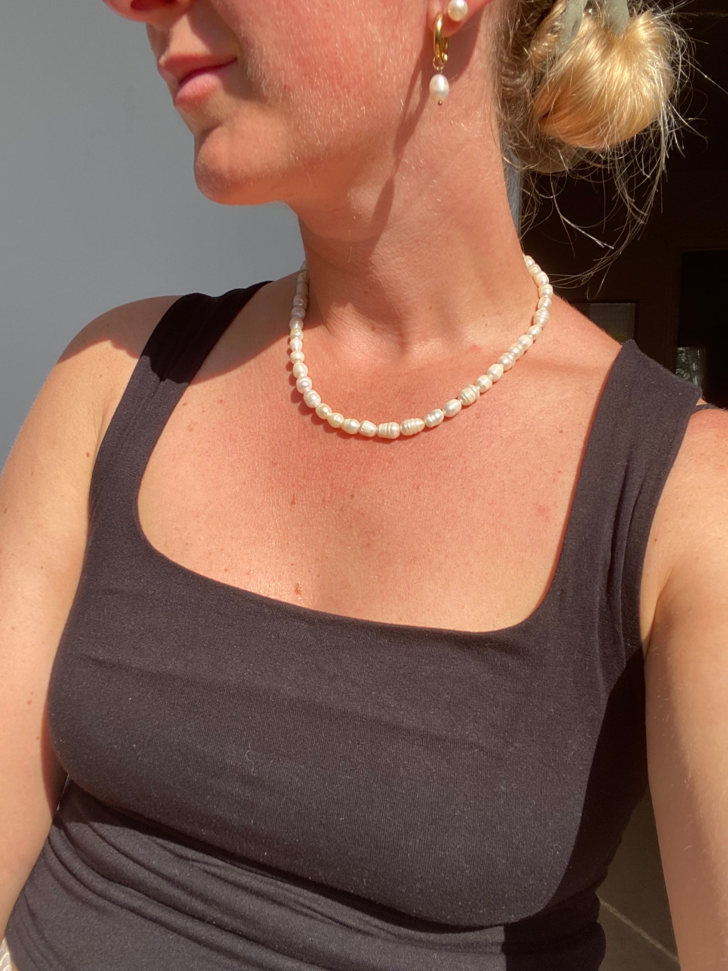 Champagne Pearl Necklace & Bracelet Set