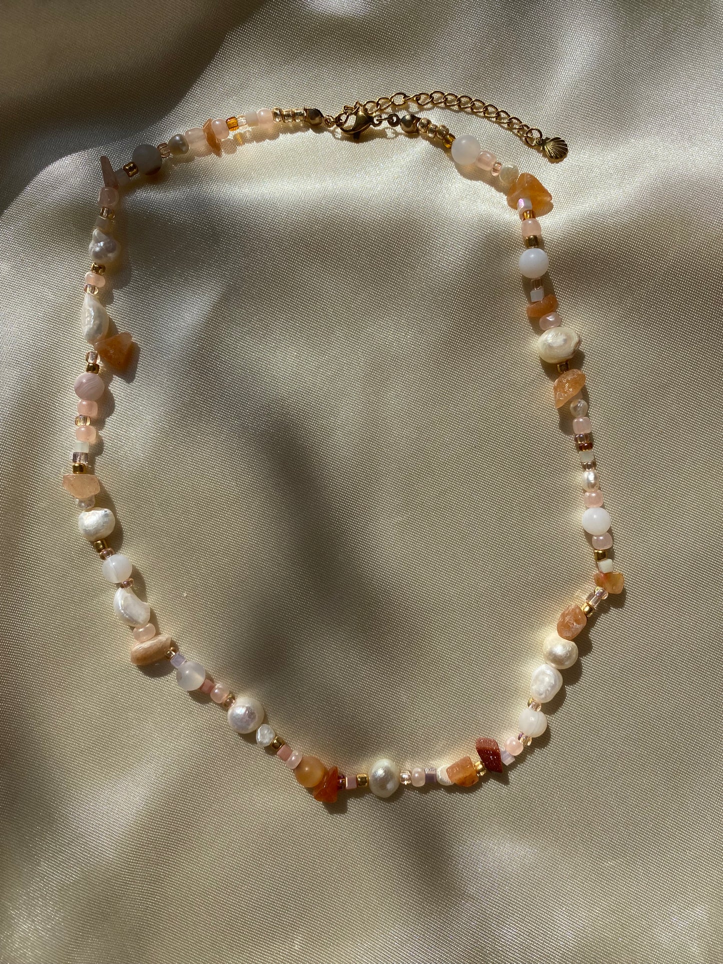 Sunstone, Agate & Freshwater Pearl Necklace