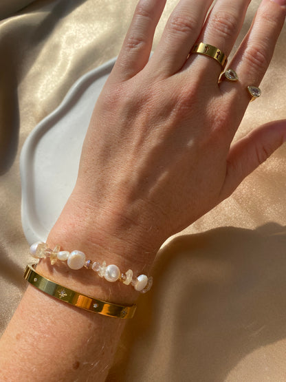 Citrine & Freshwater Pearl Bracelet