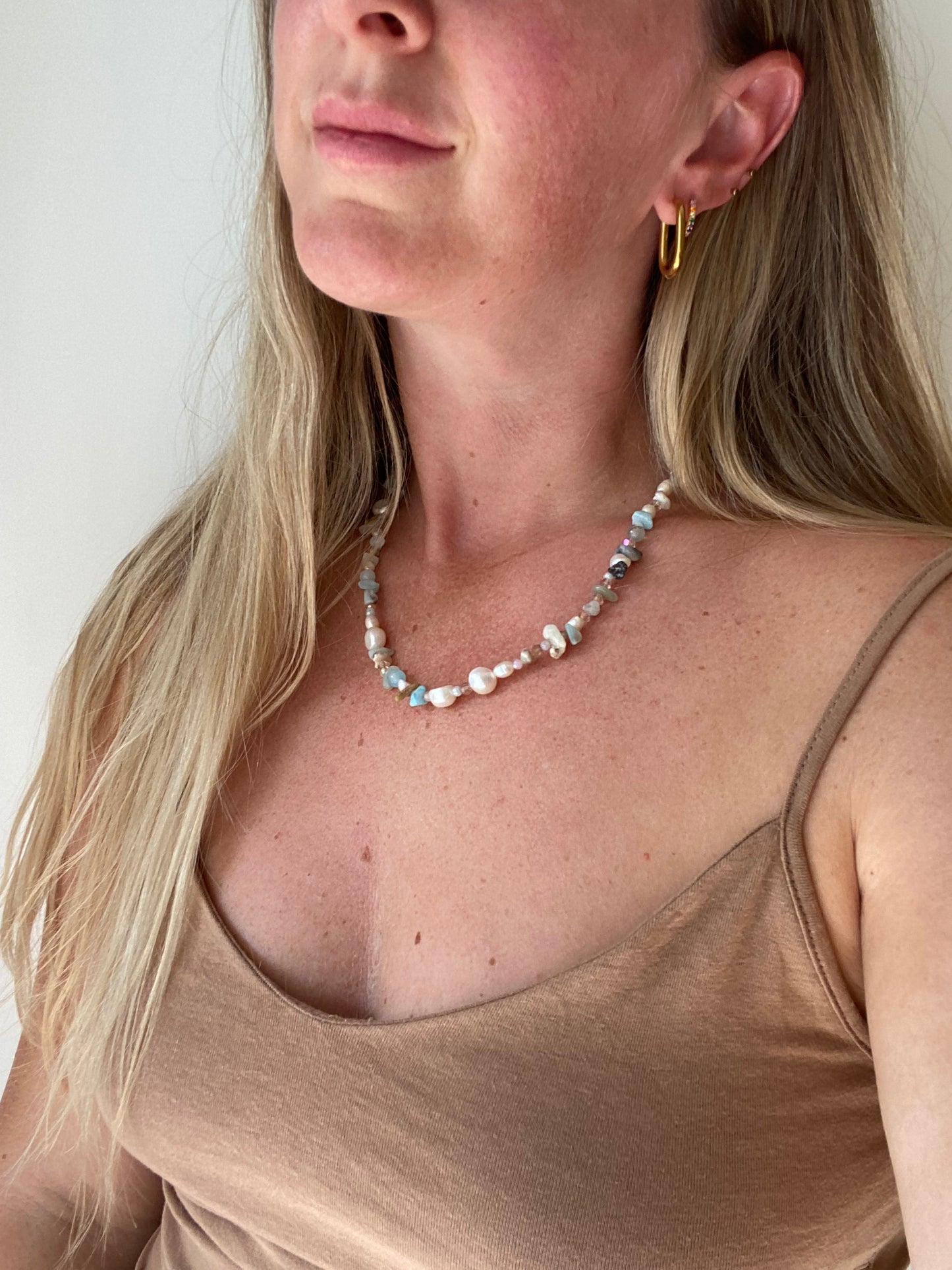 Amazonite & Freshwater Pearl Necklace