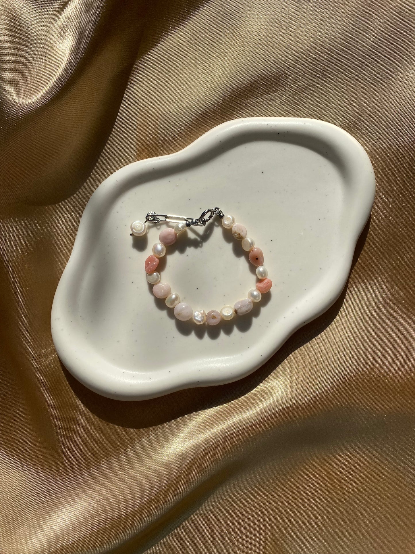 Pink Opal & Freshwater Pearl Bracelet