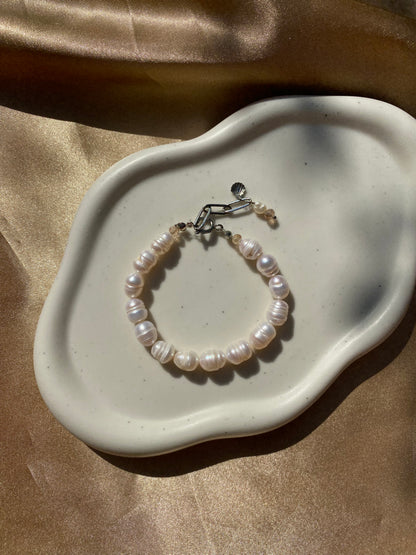 Champagne Pearl Necklace & Bracelet Set