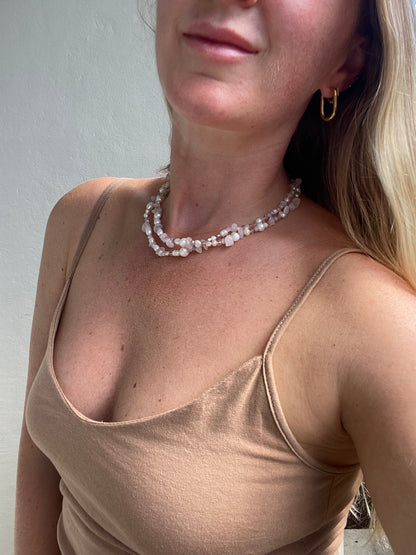 Rose Quartz & Freshwater Pearl Necklace