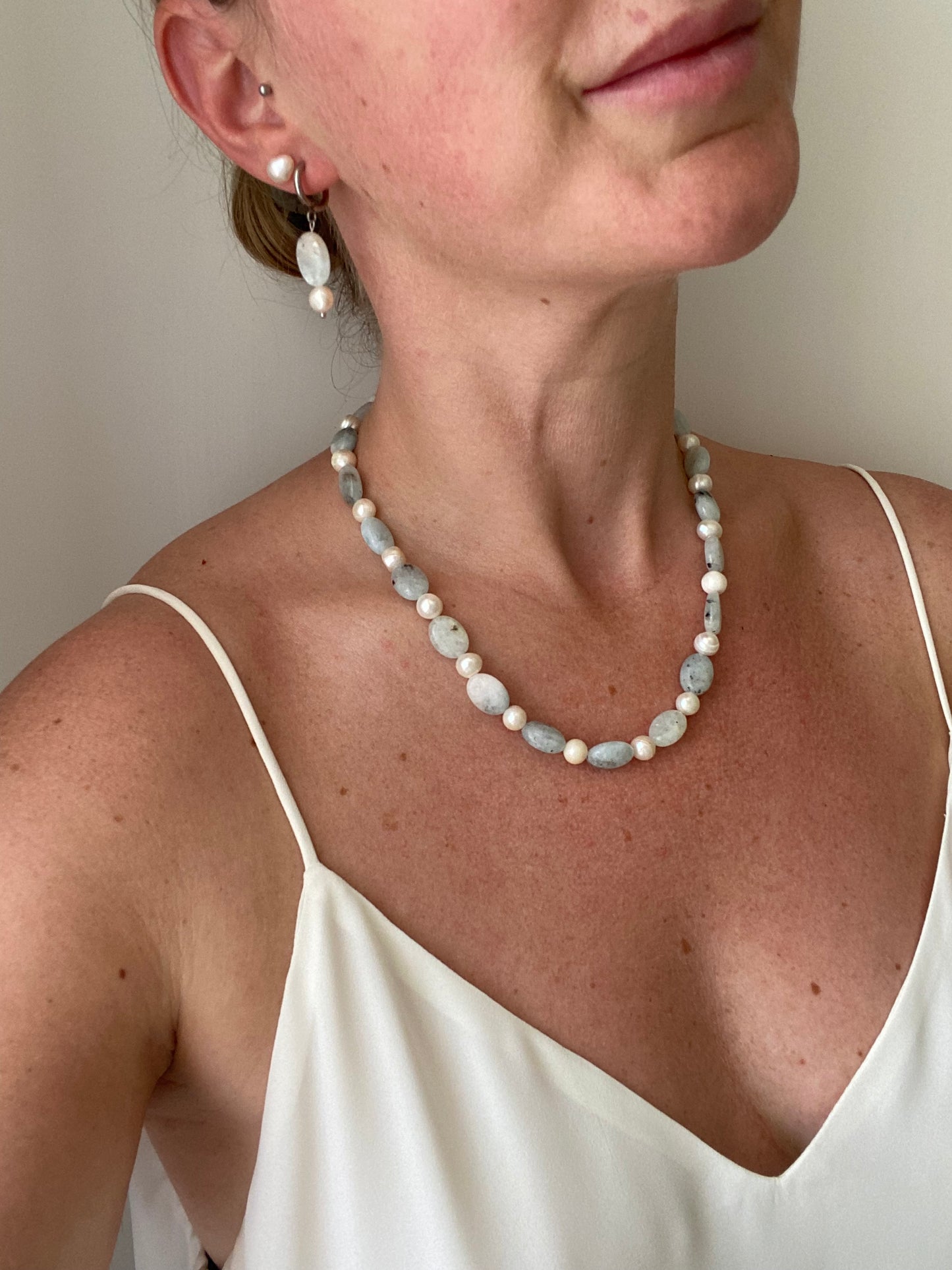 Aquamarine & Freshwater Pearl Necklace