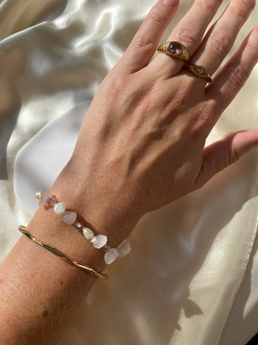 Rose Quartz & Freshwater Pearl Bracelet