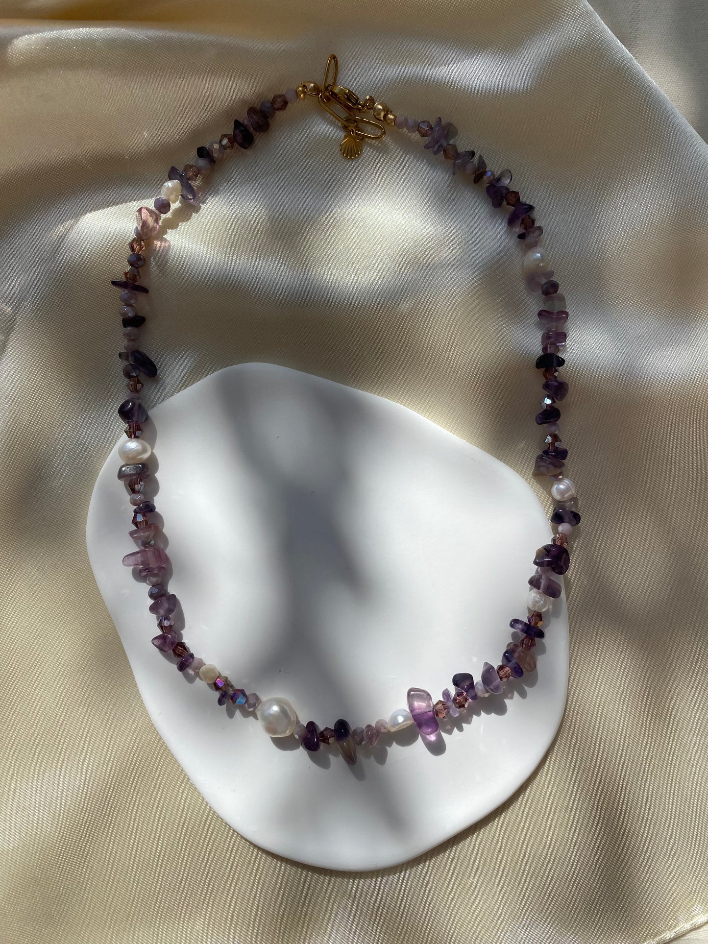 Purple Agate & Freshwater Pearl Necklace