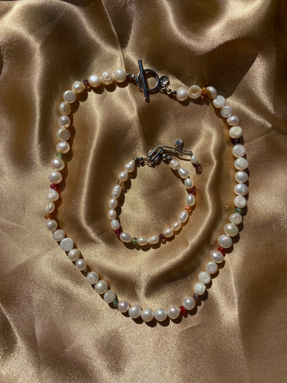 Clara Pearl Necklace & Bracelet Set