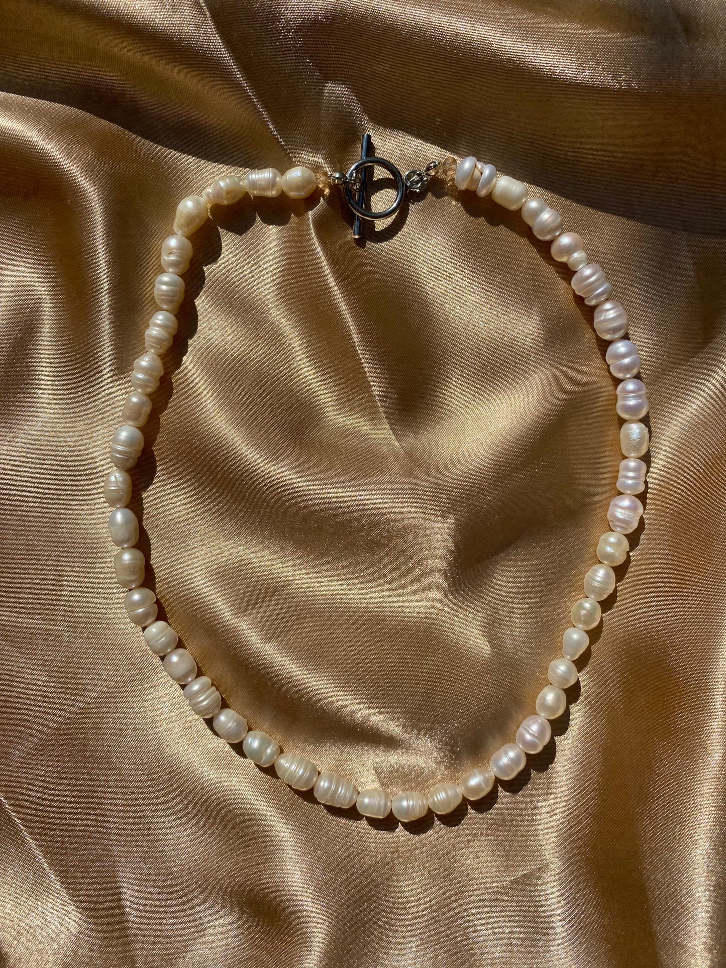 Champagne Pearl Necklace & Bracelet Set