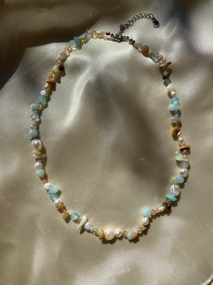 Amazonite & Freshwater Pearl Necklace