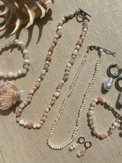 Pink Opal & Freshwater Pearl Necklace