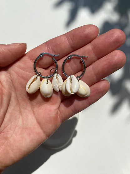 Cowrie Shell Cluster Earring