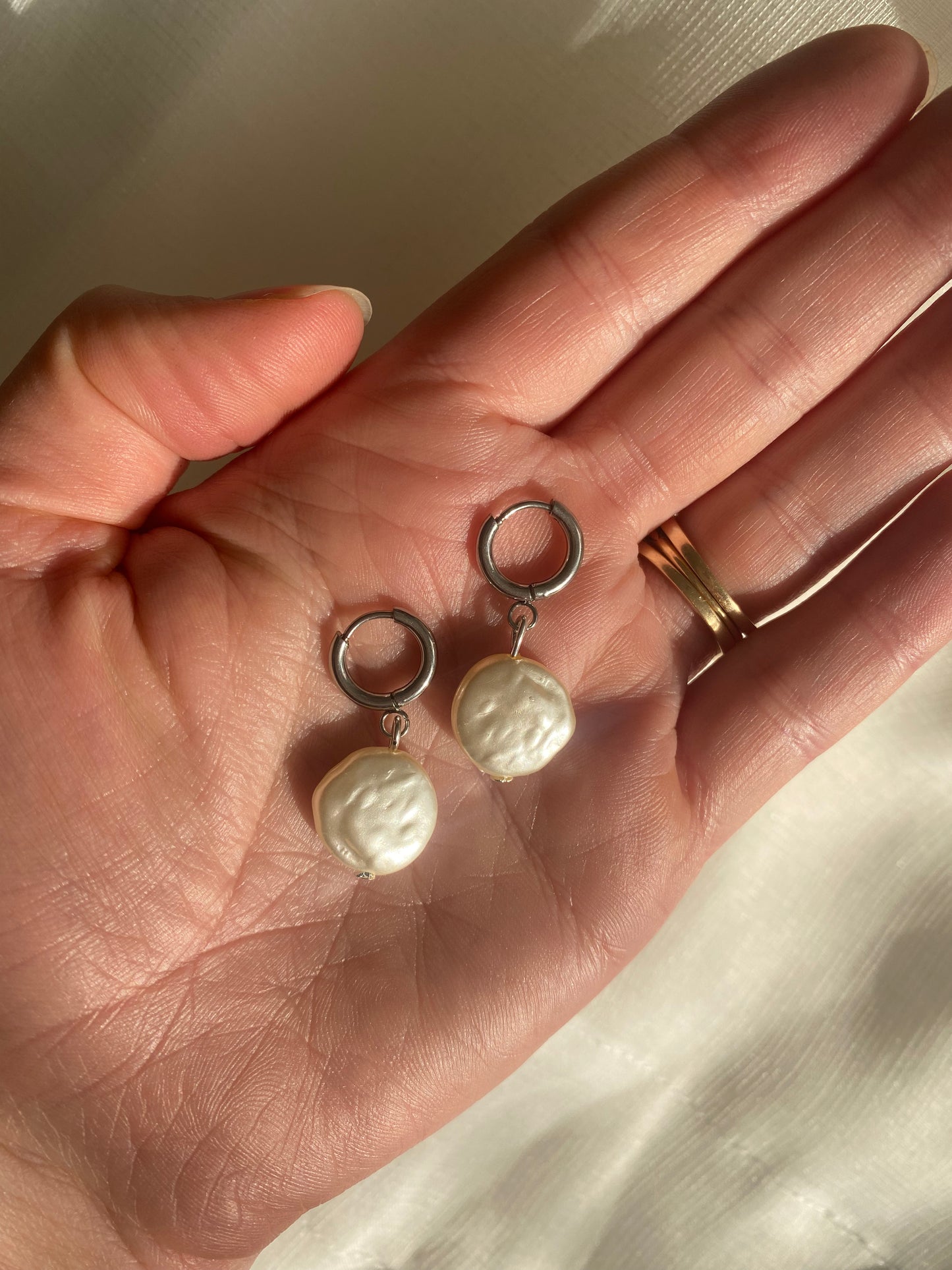 Baroque Coin Pearl Hoop Earring