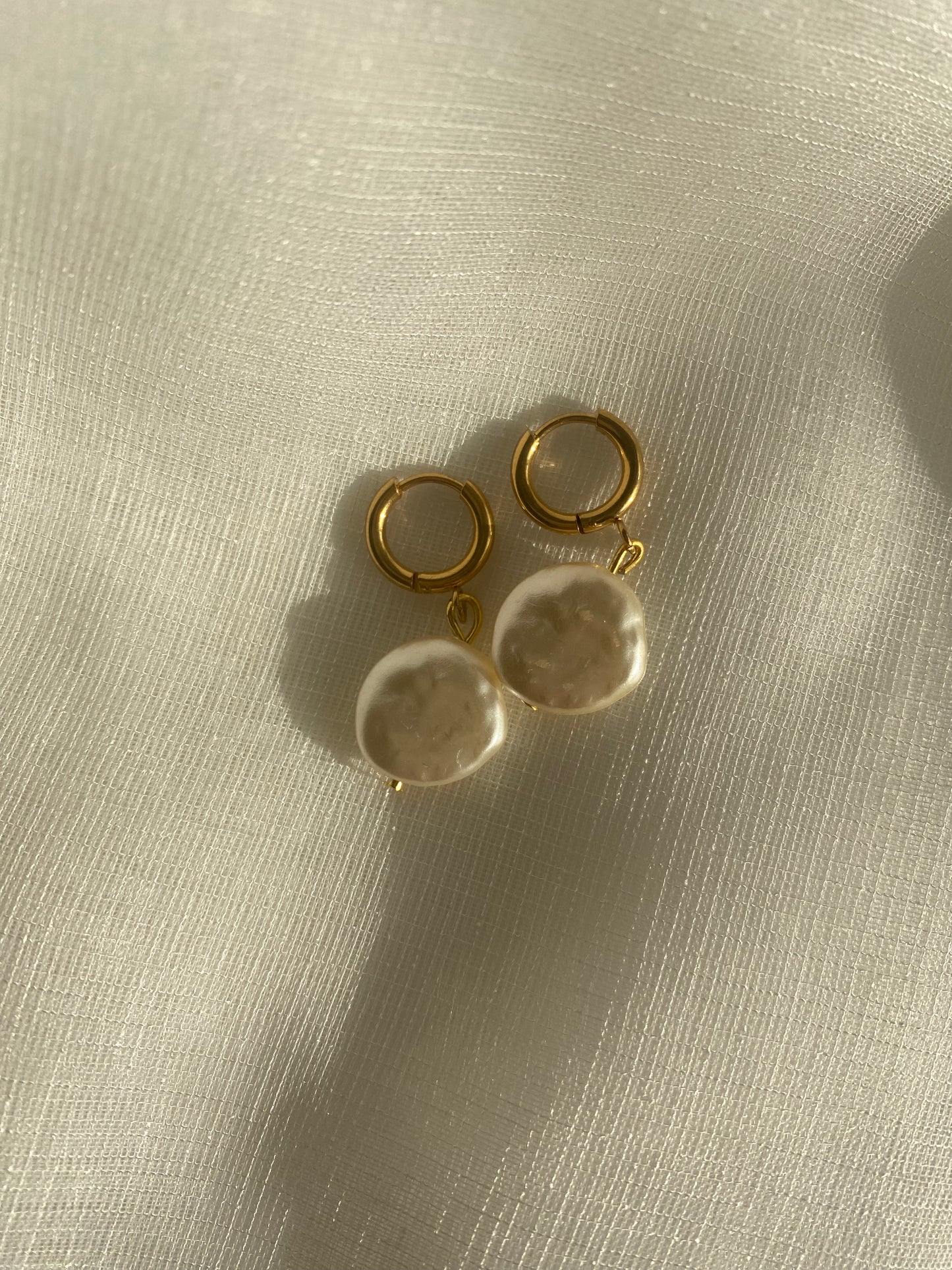 Baroque Coin Pearl Hoop Earring