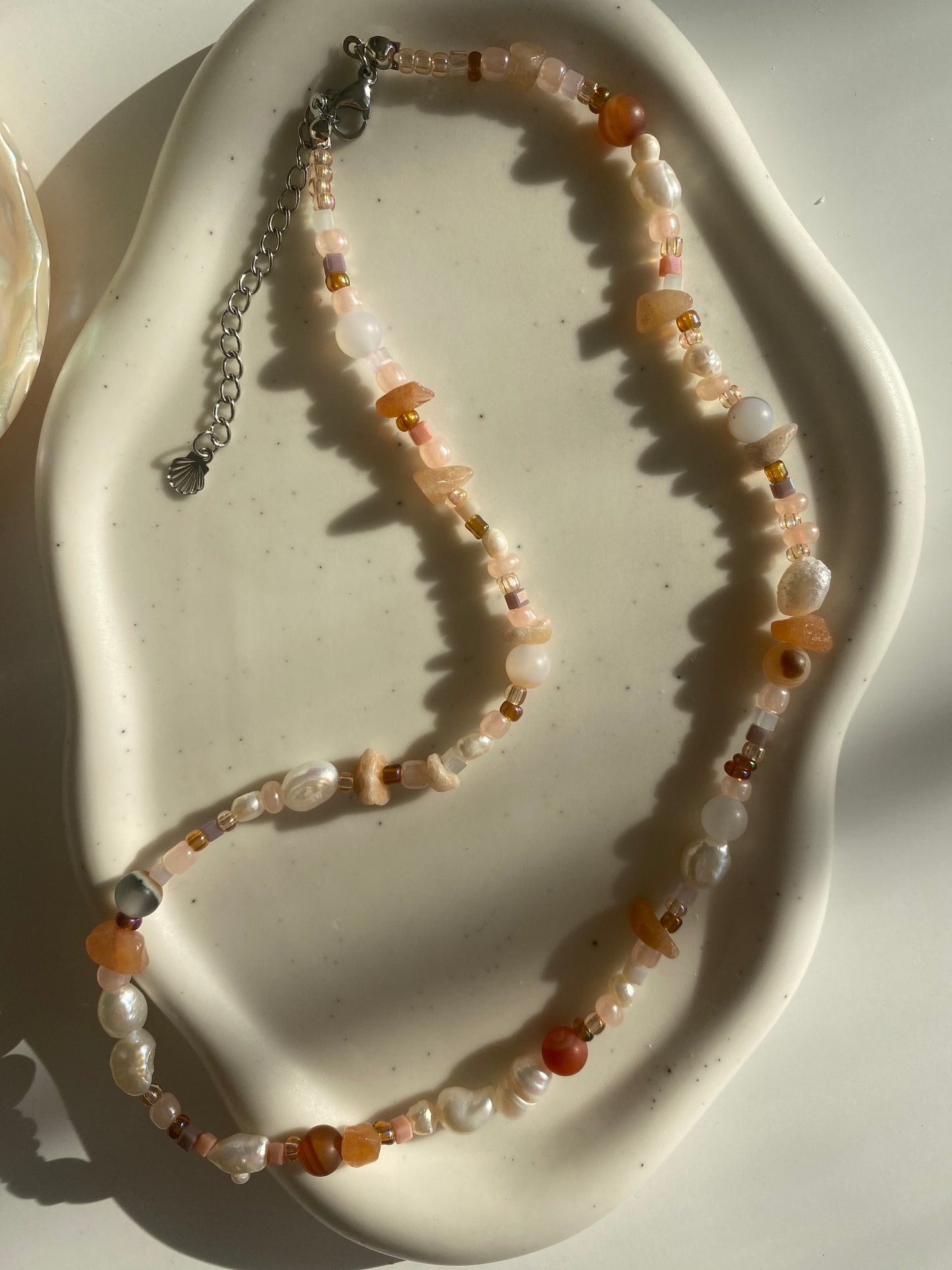 Sunstone, Agate & Freshwater Pearl Necklace