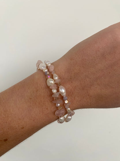 Rose Quartz & Freshwater Pearl Bracelet
