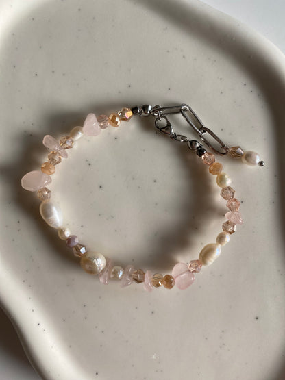 Rose Quartz & Freshwater Pearl Bracelet