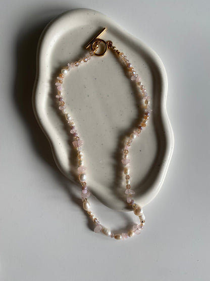 Rose Quartz & Freshwater Pearl Necklace