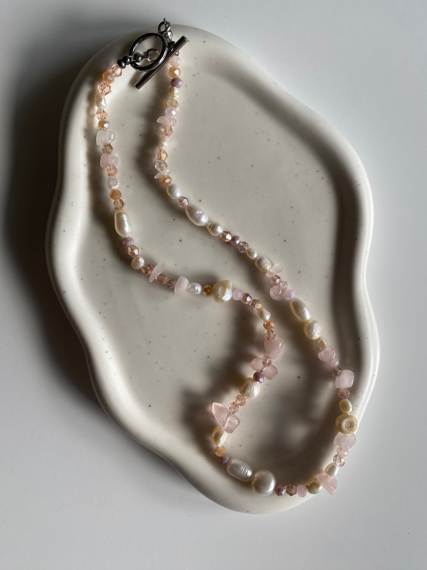 Rose Quartz & Freshwater Pearl Necklace