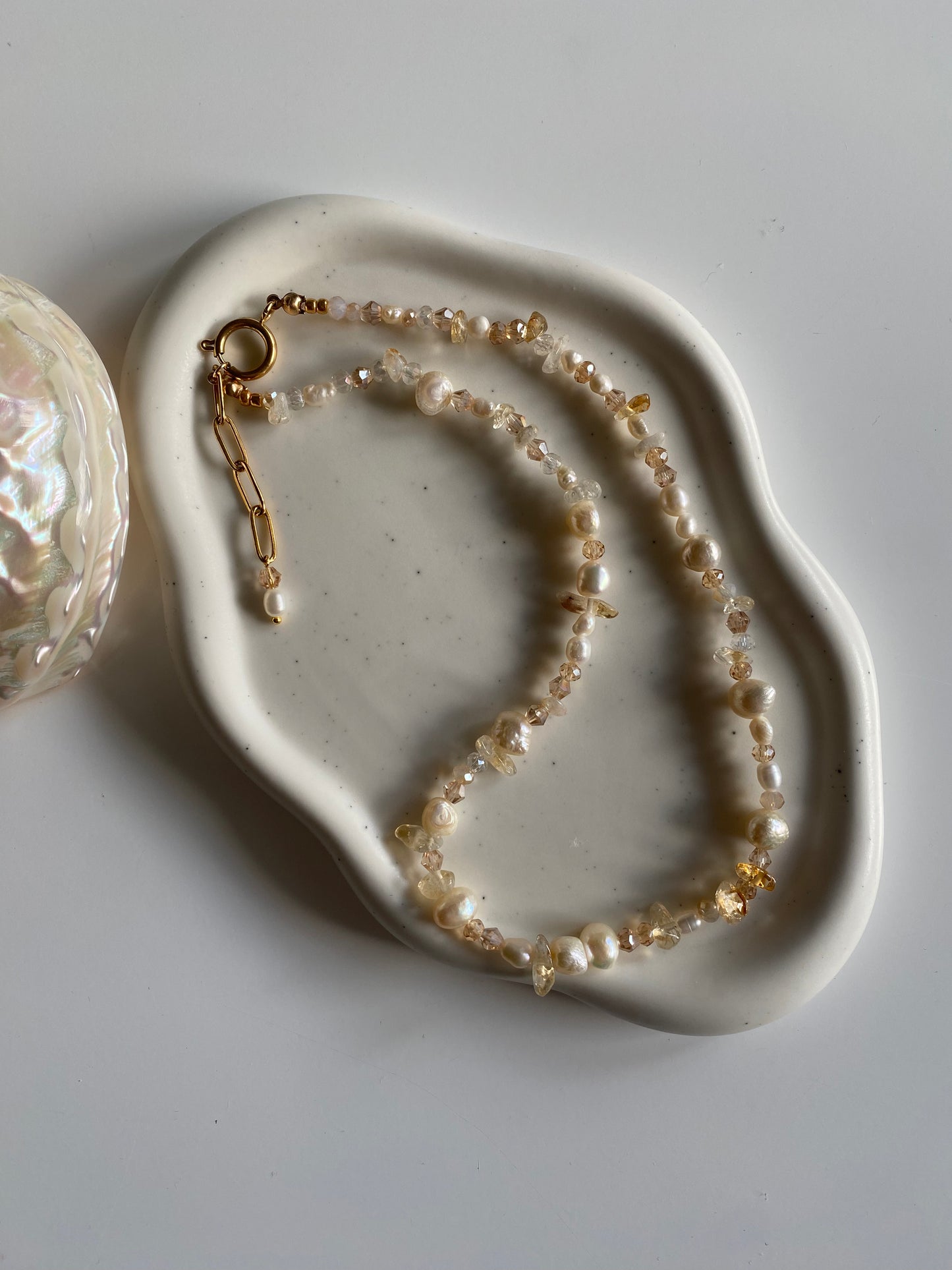 Citrine & Freshwater Pearl Necklace