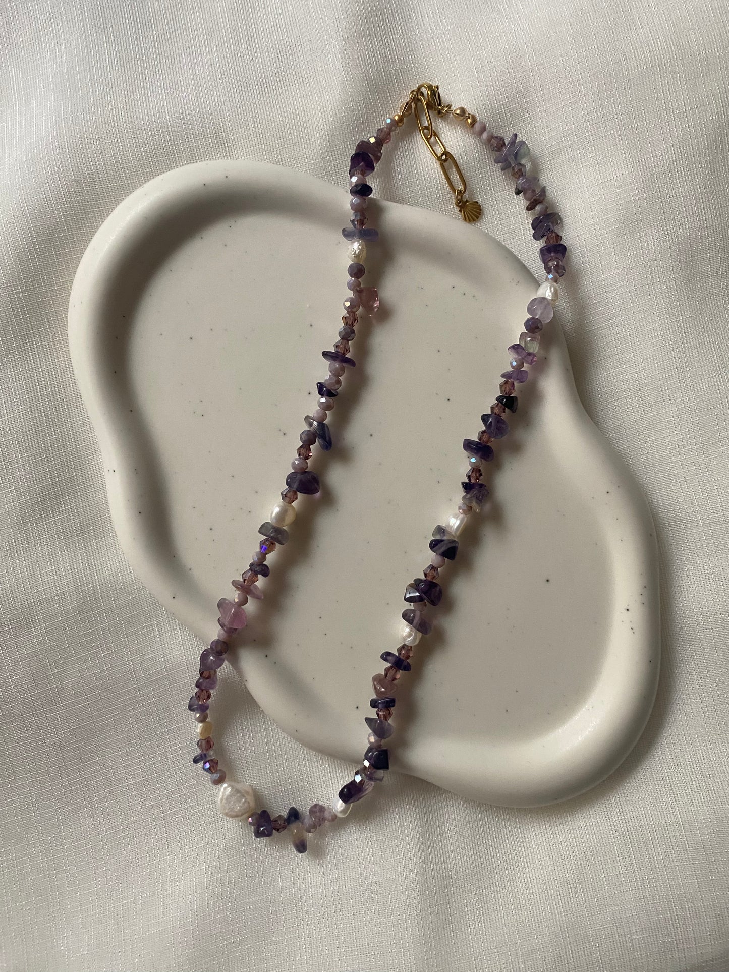 Purple Agate & Freshwater Pearl Necklace