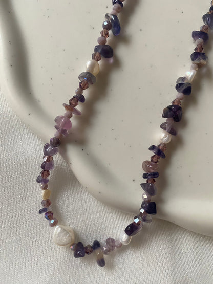 Purple Agate & Freshwater Pearl Necklace