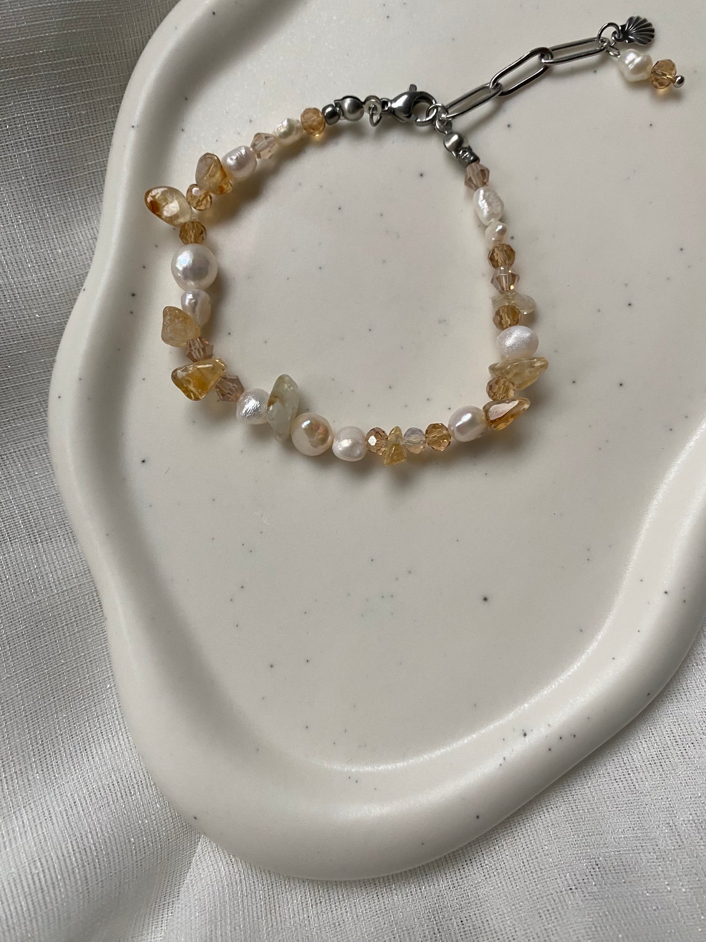 Citrine & Freshwater Pearl Bracelet