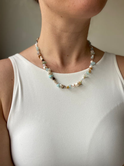 Amazonite & Freshwater Pearl Necklace