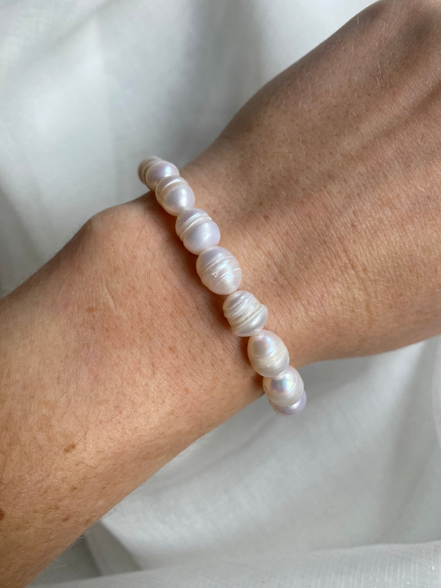 Champagne Pearl Necklace & Bracelet Set
