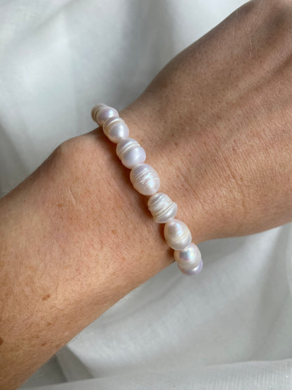 Champagne Pearl Necklace & Bracelet Set
