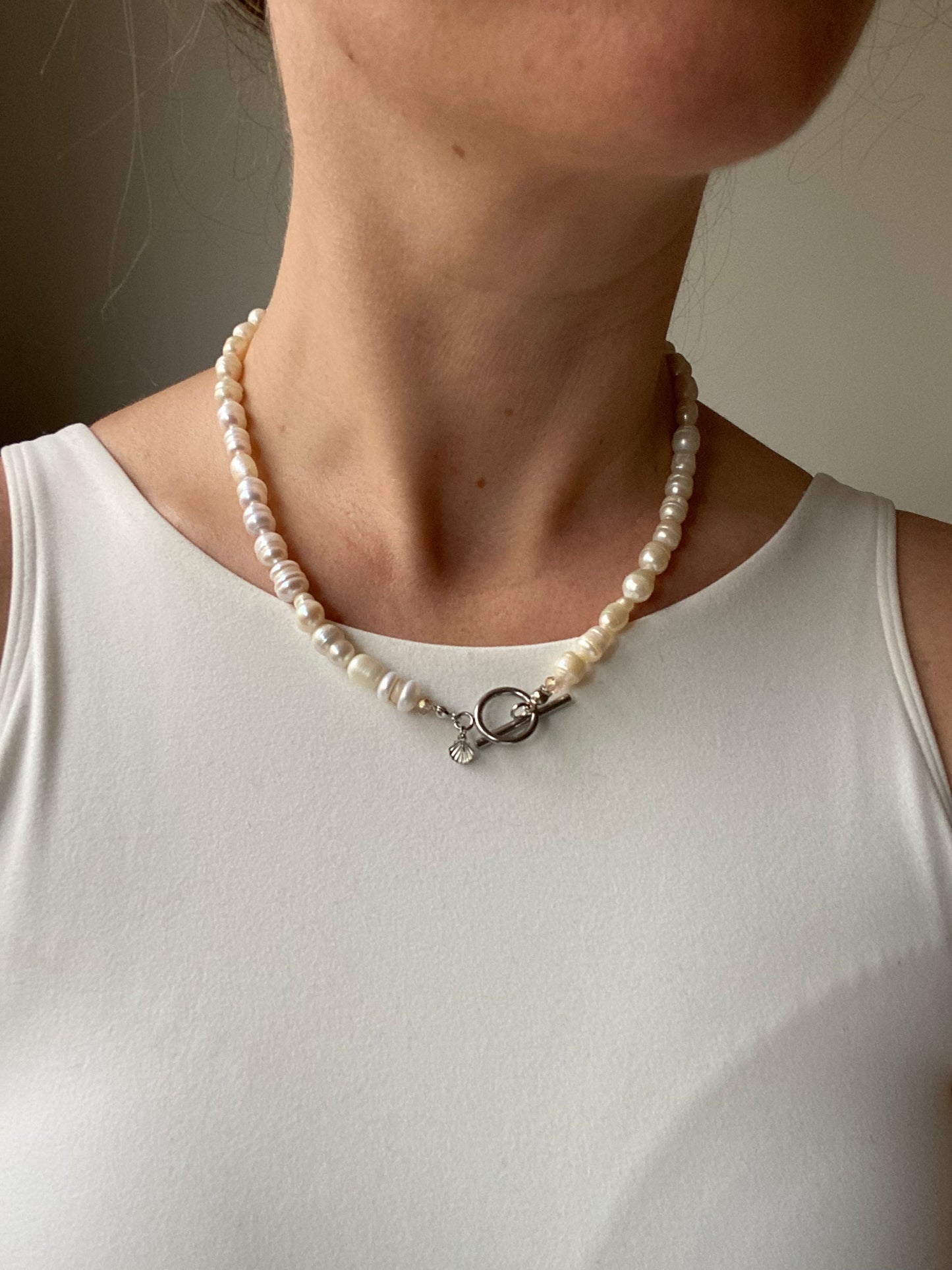 Champagne Pearl Necklace & Bracelet Set