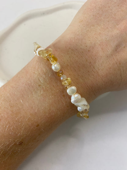 Citrine & Freshwater Pearl Bracelet