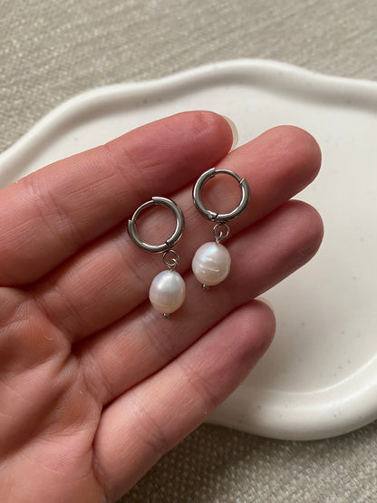 Freshwater Pearl Small Hoop Earring