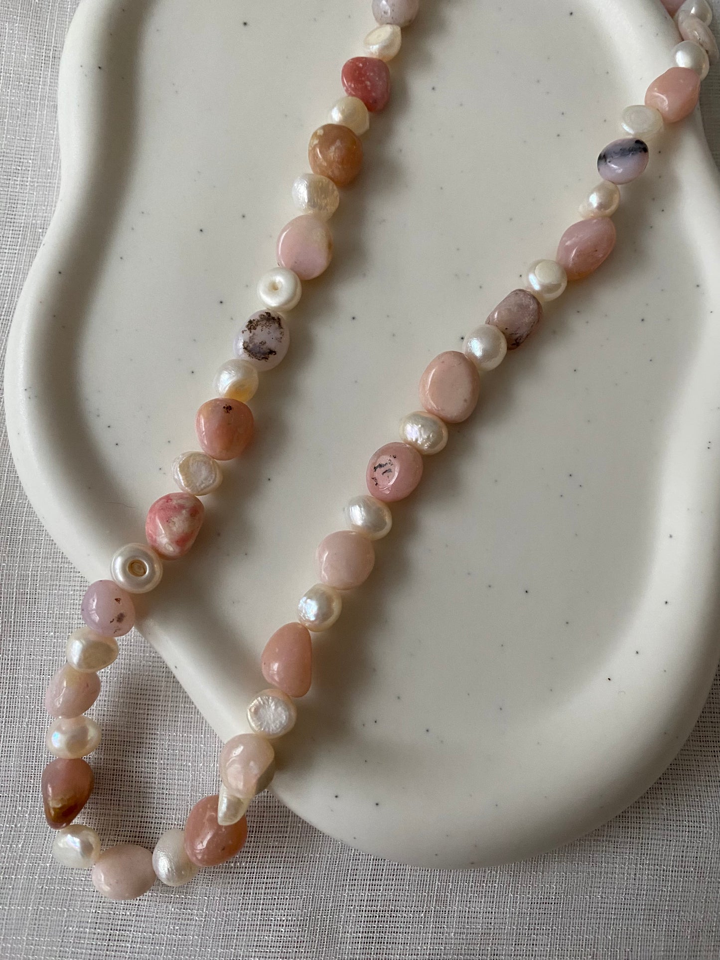 Pink Opal & Freshwater Pearl Necklace