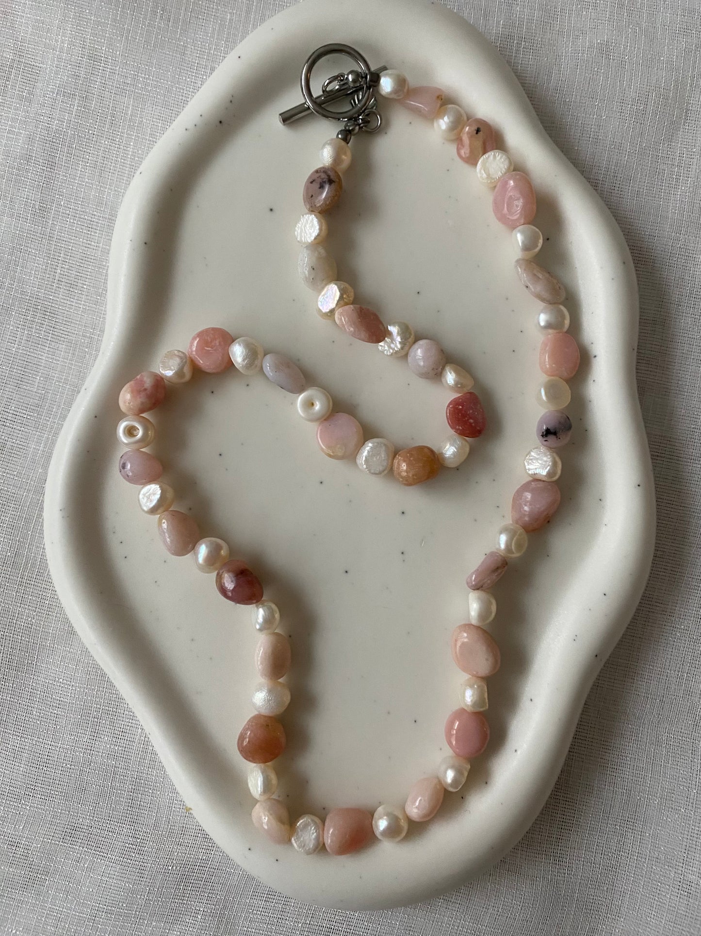 Pink Opal & Freshwater Pearl Necklace