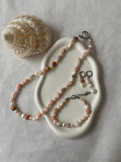 Pink Opal & Freshwater Pearl Necklace