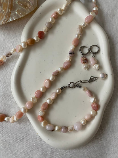 Pink Opal & Freshwater Pearl Bracelet