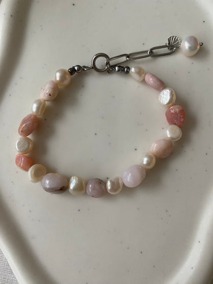 Pink Opal & Freshwater Pearl Bracelet