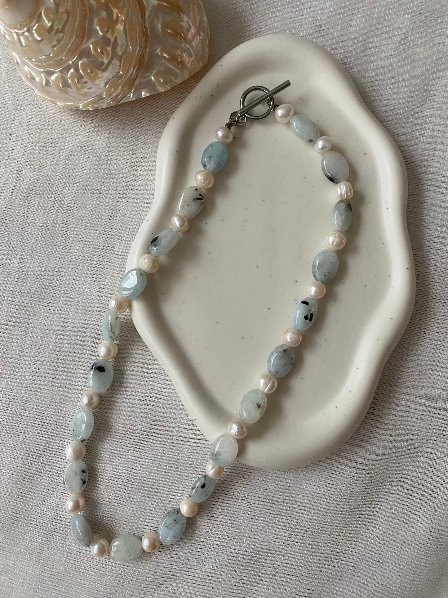 Aquamarine & Freshwater Pearl Necklace