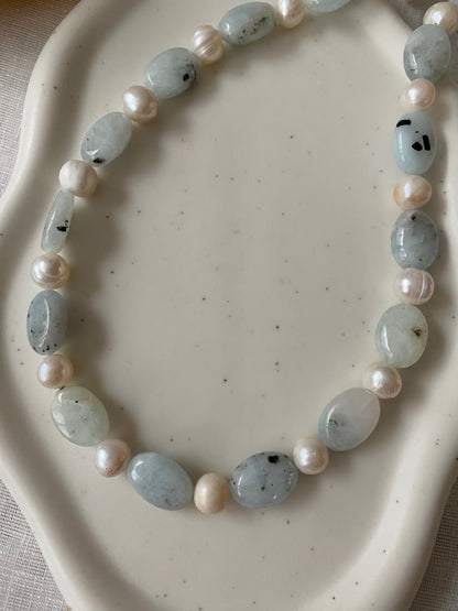 Aquamarine & Freshwater Pearl Necklace