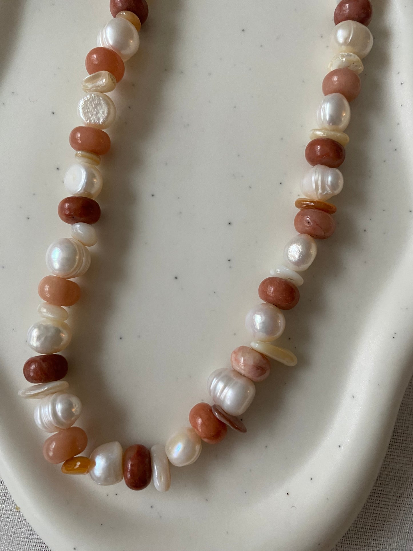 Pink Aventurine, Shell & Freshwater Pearl Necklace