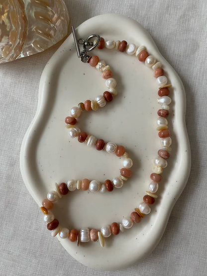 Pink Aventurine, Shell & Freshwater Pearl Necklace