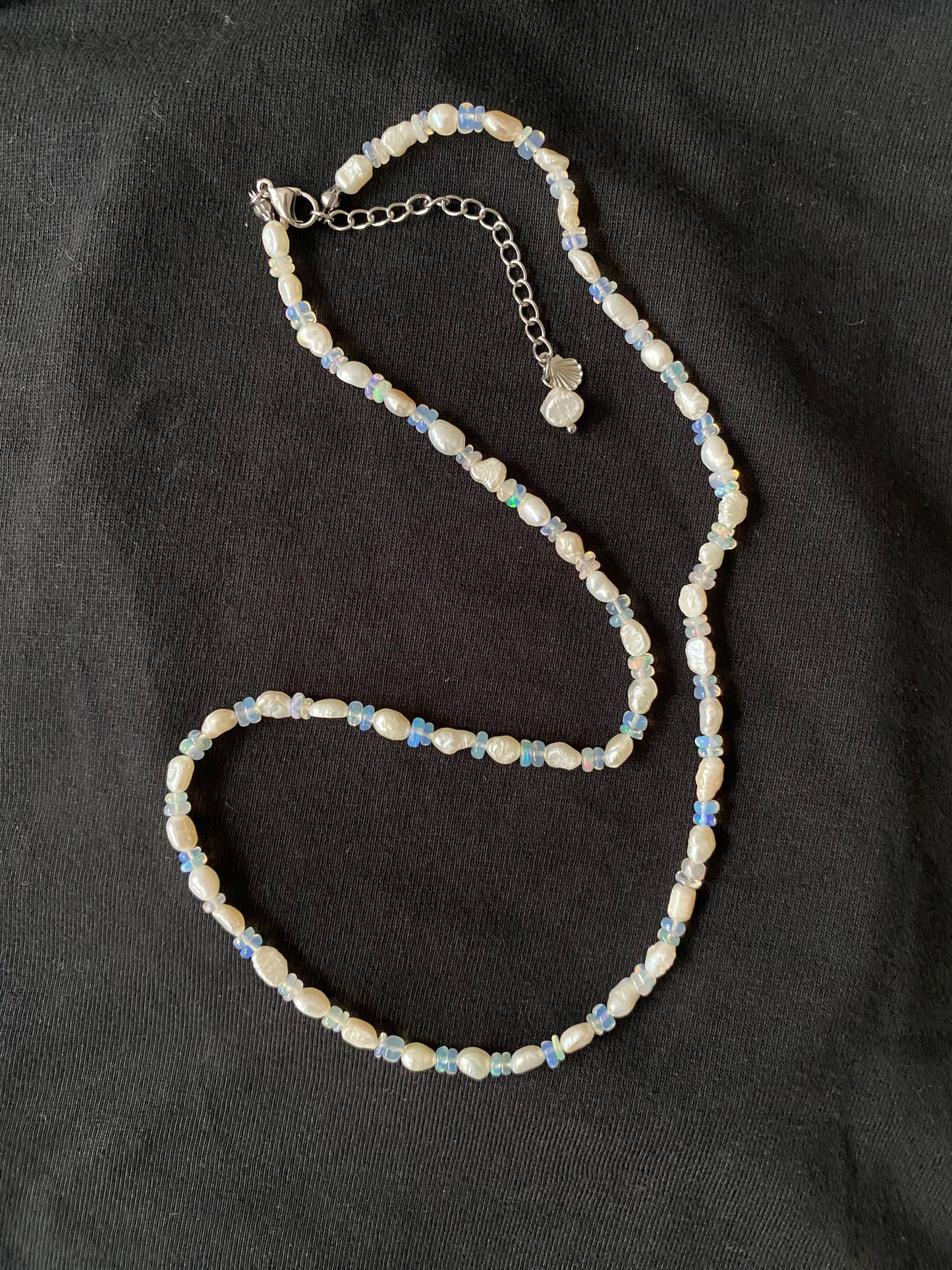 Double Opal & Pearl Necklace