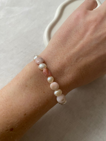 Pink Opal & Freshwater Pearl Bracelet