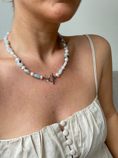 Aquamarine & Freshwater Pearl Necklace