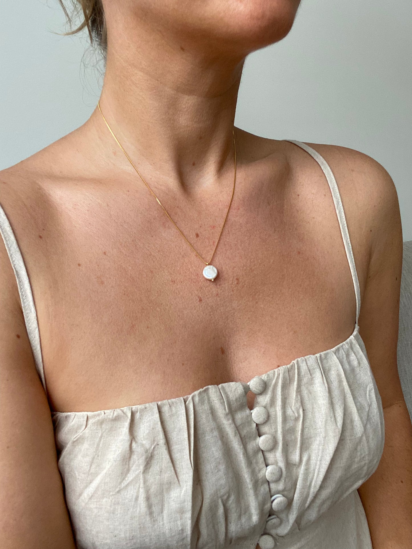 Saint Ocean Box Chain Necklace with Pearl