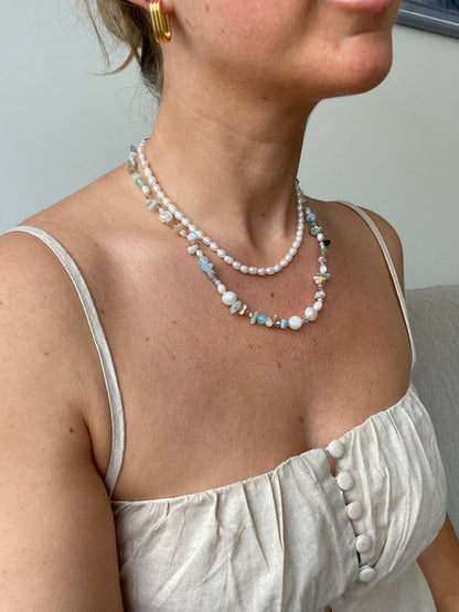 Amazonite & Freshwater Pearl Necklace